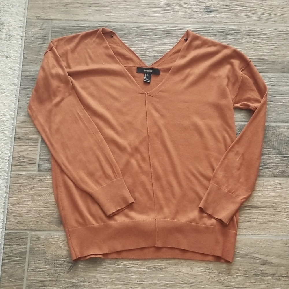 Forever 21 Off the Shoulder Light Brown Sweater Size Small